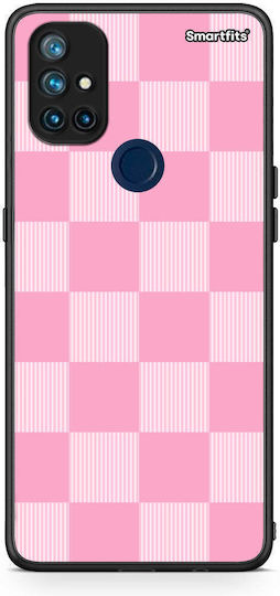 Smartfits Pink-Weiße Gestreifte Karos Oneplus Nord N10 5g Hülle