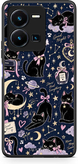 Smartfits Celestial Black Cats On Navy Husă pentru Vivo Y35 5G