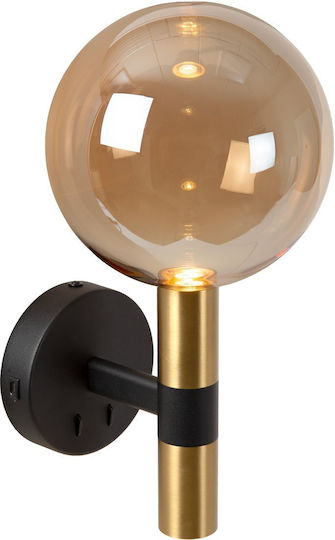 Lucide 21241-02-62 Josiane Wall Light Matte Black Black Matte Honey Amber