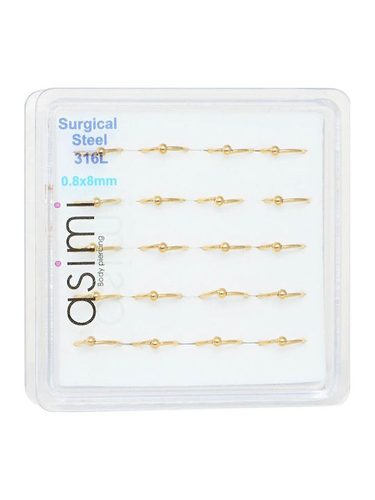 Asimi Body Piercing Обеца Кольце за Нос от Позлатена Стомана 8 x 2mm