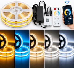 Set LED COB Strip 10W/m 24V 480LED/m 10m App Controller – 5 Colors Gold Ice Blue Warm Natural & Cool White Set LED COB Strip 10W/m 24V 480LED/m 10m App Controller – 5 Colors Gold Ice Blue Warm Natural & Cool White