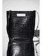 Leather Women's Handbag / Crossbody Croco Black