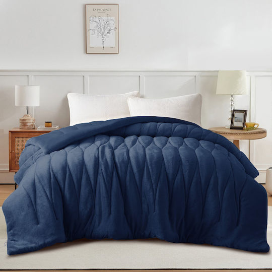 Liolios Home Double Comforter 220x240 cm Doha Navy 350 GSM