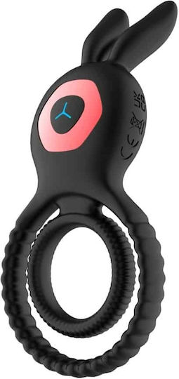Inel Dublu pentru Penis Bunny Ring Guilty Toys 10 Vibrații Negru