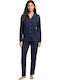 Lovelx Homewear Winter-Damenpyjama-Set Blau
