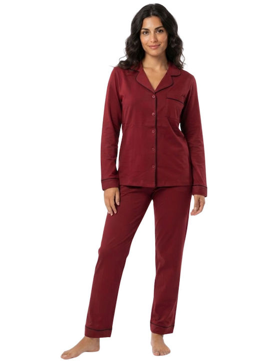 Lovelx Homewear Winter-Damenpyjama-Set Bordeaux
