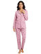 Lovelx Homewear Winterliches Damen-Baumwollpyjama-Set Rosa