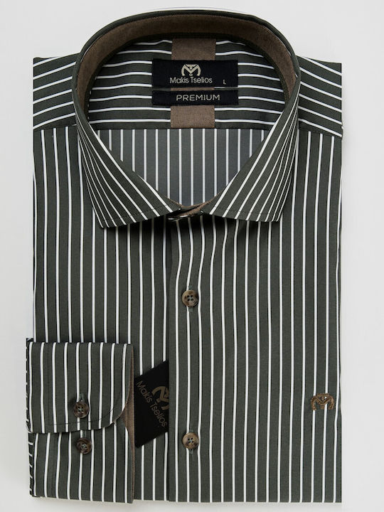 Long Sleeve Striped Green Shirt
