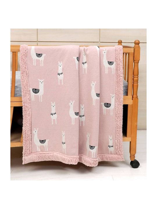 Liolios Home Lama Cotton Pink Blanket 100x120cm