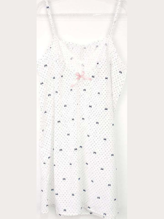 Caress Sommerliches Damen-Nachthemd Weiß, Blau
