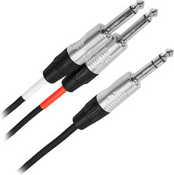 Καλώδιο Y Jack 6,35 Mm Stereo Αρσενικό 2 X Jack 6,35 Mm Mono Αρσενικά 1 M Plugger