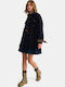 Lange Damen-Winterjacke Blau