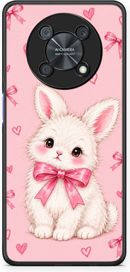 Smartfits Weiße Handyhülle mit weißem Häschen und rosa Schleifen für Huawei Nova Y90