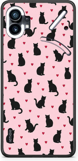 Smartfits Black Cat Silhouettes Hearts On Pink Nothing Phone 1 Hülle