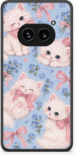 Smartfits Weiße Kätzchen Blaue Blumen Hülle für Nothing Phone 2a