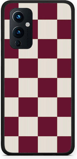 Smartfits Burgundy Cream Striped Checks Oneplus 9 Θήκη