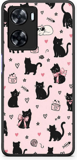 Smartfits Black Cat Doodles On Pink Oppo A57s A77s A77 Case