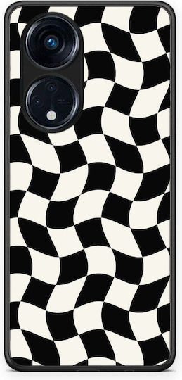 Smartfits Black Cream Wavy Checkerboard Oppo A98 Θήκη