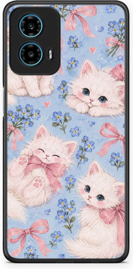 Smartfits White Kittens Blue Flowers Large Motorola G34 5g Θήκη
