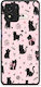 Smartfits Black Cat Doodles On Pink Vivo Y01 Y15s Θήκη