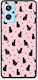 Smartfits Black Cat Silhouettes Hearts On Pink Oppo A96 Θήκη