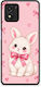 Smartfits White Bunny cu Fundițe Roz Husă Vivo Y01 Y15s