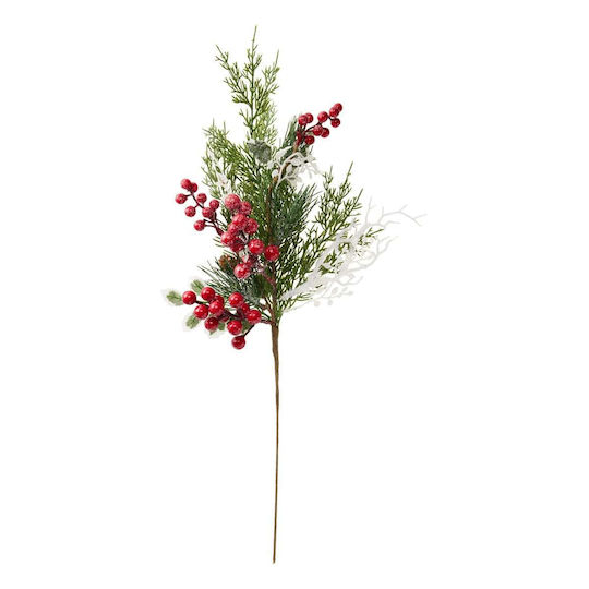Ramură Decorativă De Crăciun Din Plastic, Lungime 65 cm, Roșie