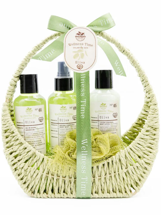 Becasan Wellness Time Olive Basket Set de Îngrijire pentru Hidratare și Curățarea Corpului 4 Bucăți