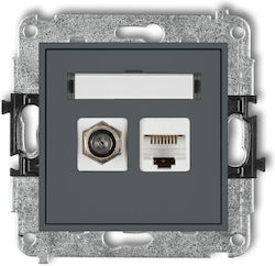 Mini F-type Antenna Socket Sat + Computer Sockets 1xrj45 Cat 5e Graphite Matt 28mgfk-1 Mini F-type Antenna Socket Sat + Computer Sockets 1xrj45 Cat 5e Graphite Matt 28mgfk-1