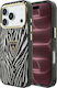 Hülle Für iPhone 18 Pro Max / iPhone 17 Pro Max – Guess Zebra Glitter Mit Dreieck-Logo, MagSafe – Schwarz/Silber