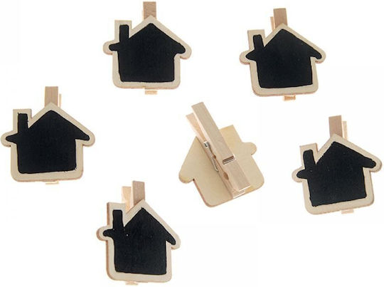 Set of 4 Pieces – Clothespin Set of 6 Chalkboard House 4cm 57357