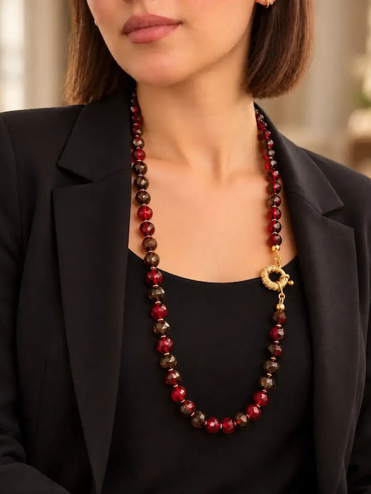 The Gem Stories Gold-Plated Necklace with Red Zircon