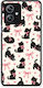 Smartfits Black Kittens Pink Bows On Cream Small Motorola Moto G54 Case