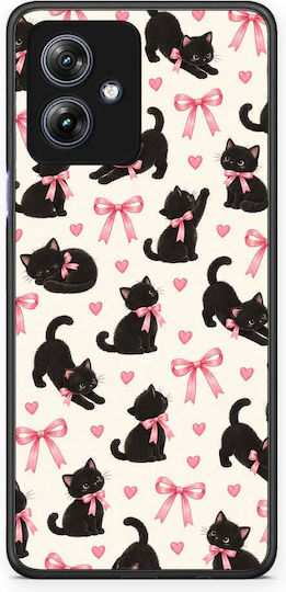 Smartfits Black Kittens Pink Bows On Cream Small Motorola Moto G54 Case