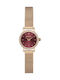 Women's Battery-Powered Watch with Pink Gold Stainless Steel Bracelet