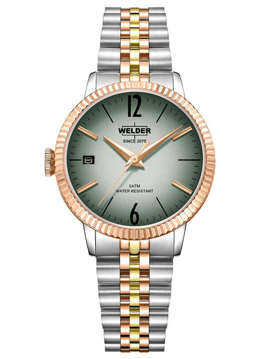33mm Women's Battery-Powered Watch with Grey Stainless Steel Bracelet