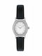 Women's Battery-Powered Watch with Black Leather Strap