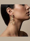 Women's Dangle Earrings Gold Teardrop Double Embossed Design Prime Steel Gold Women One Size Ssn308