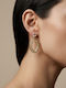 Women's Gold Oval Dangle Earrings with White Stones Prime Steel Gold Women One Size Ssn301