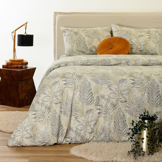 Melinen Noor King Size Fitted Sheet Set 180x200+32cm Beige (4pcs)