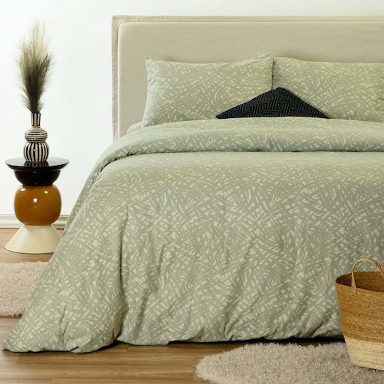 Melinen Neva Σετ Σεντόνια King Size με Λάστιχο 180x200+32εκ. Olive (4τμχ)