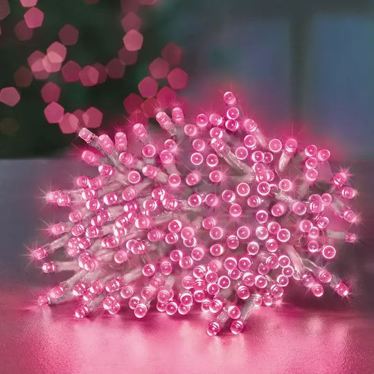 100 Lumini LED 10 m Roz în Șir