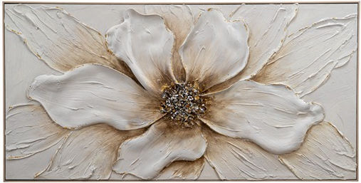 Zen Collection Canvas Painting Framed Flower Beige 72x142cm
