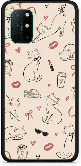 Smartfits Minimal Cat Fashion Doodles на кремав калъф за OnePlus 8T