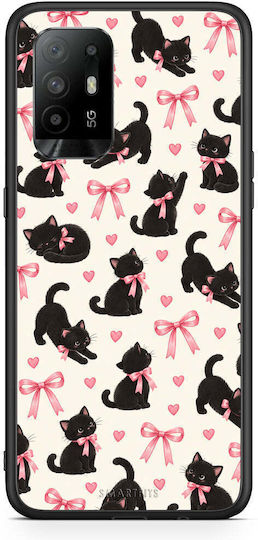Smartfits Black Kittens Pink Bows On Cream Small Oppo A94 5g F19 Pro Reno5 Lite Θήκη