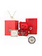 Teddy Bear Rose Necklace Hearts – Red Gift Set