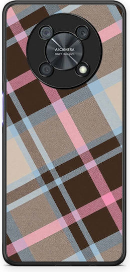 Smartfits Brown Pink Blue Diagonal Plaid Huawei Nova Y90 Θήκη