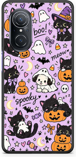Smartfits Halloween Черни котки на люляков фон Калъф за Huawei Nova 9 SE