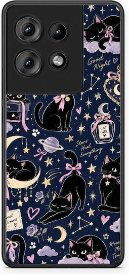 Smartfits Celestial Black Cats On Navy Motorola Edge 50 Θήκη