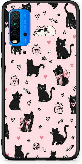 Smartfits Black Cat Doodles auf Pink Xiaomi Redmi 9T Hülle